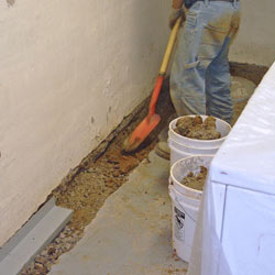 Digging a trench for a French Drain system in Billings