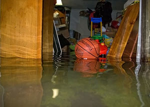A flooded basement bedroom in Stanford
