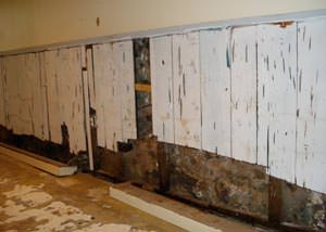 A wet, flooded finished basement in Absarokee