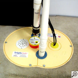 A sump pump system installed along a basement floor in Billings.