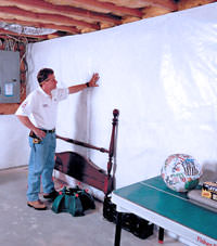 Plastic 20-mil vapor barrier for dirt basements, Shepherd, Montana installation