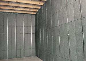 SilverGlo™ insulation and metal studs making up our Basement to Beautiful panels.  Installed in Lewistown.